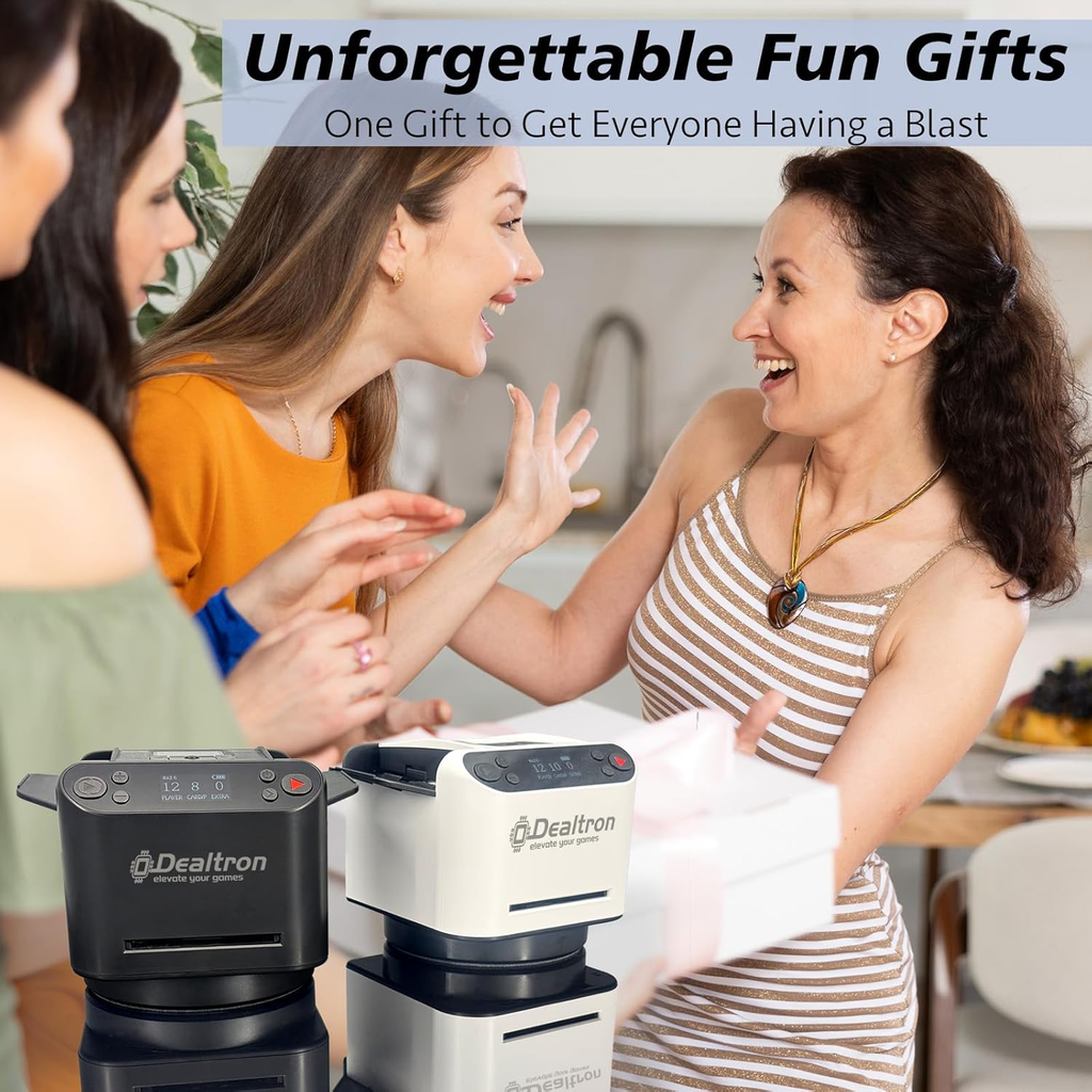 All-in-One Automatic Card Shuffler and Dealer,with 8 Remotes,Programmable Dealer,Card Shuffler 2 Deck,360° Rotation,Ultra Quiet,Rechargeable,up to 12 Players,for All Card Games