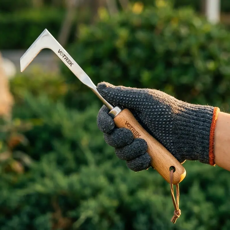 【Fathers Day Gift】 Crack Weeding Tool Stainless Steel Manual Grass Puller Beech Wood Handle for Sidewalk Driveway Patio Paver Narrow Wall Gaps Garden