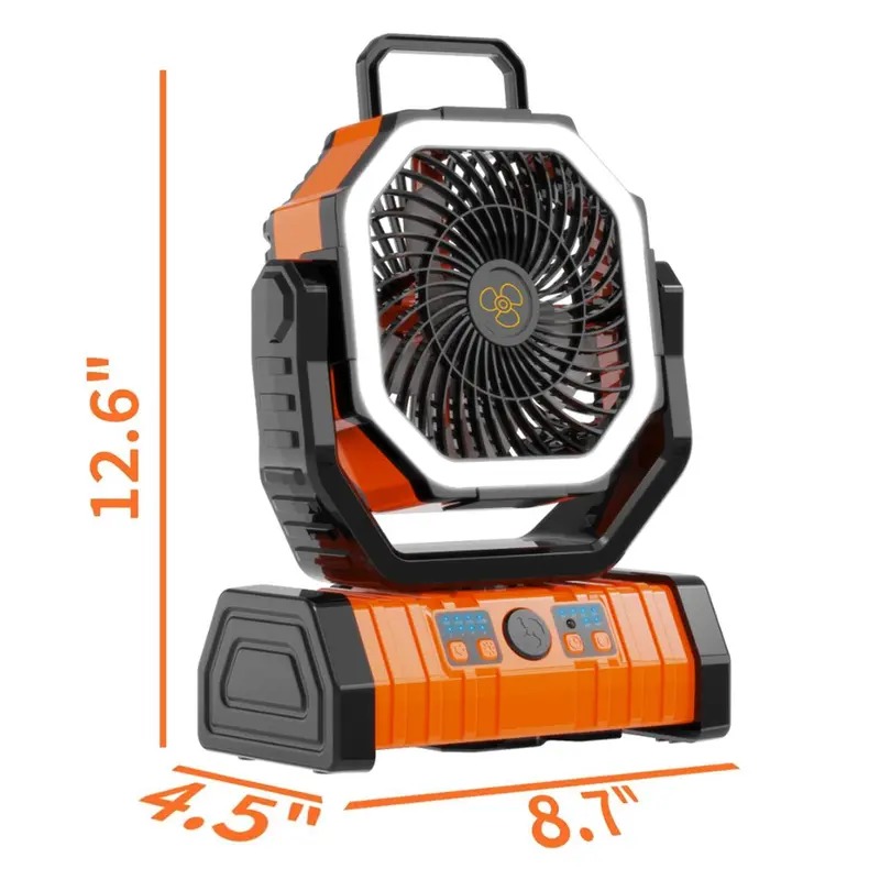 OGERY Rechargeable Camping Fan with LED Light, Portable Multi-functional Fan with 360° Rotating Hook, Oscillating Emergency Camping Fan Cordless Rotatable Battery Powered Lightweight #Summervibes