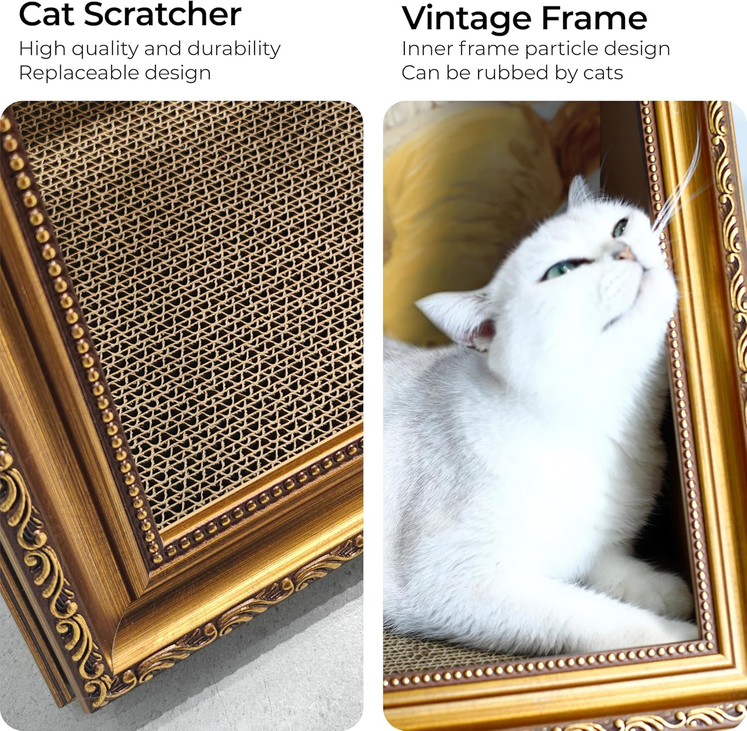 Mona Lisa Cat Scratcher Bed, Cat Living in Famous Painting, Art 4D Oil Painting Frame Nest for Artist Kitten, Easy-to-Assemble Bed Couch Cave Condo Creative Home Decoratioz
