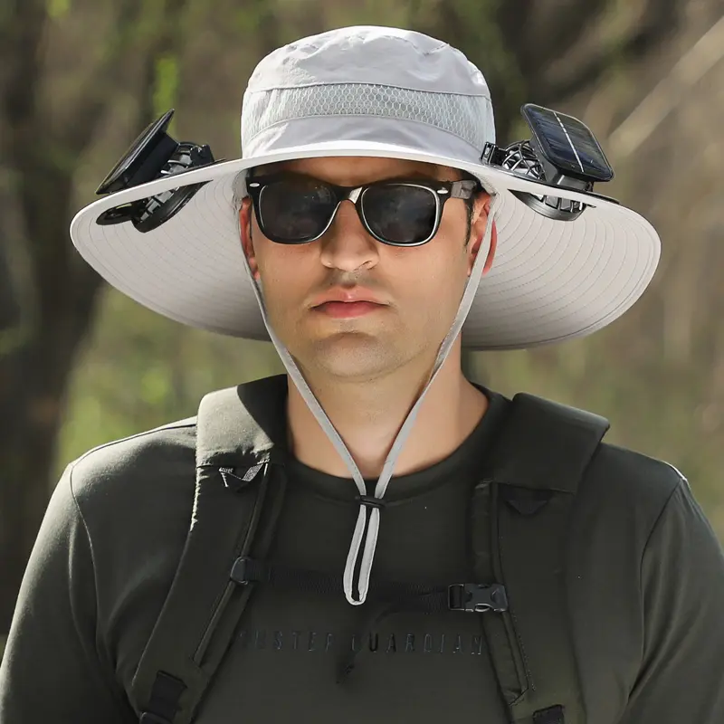 New Solar Fan Outdoor Fishing Hat-Solar Sun Protection Sun Hat with Fan Solar Fan Hat Dual Power Supply Fan Outdoor Fan