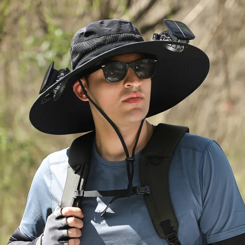 New Solar Fan Outdoor Fishing Hat-Solar Sun Protection Sun Hat with Fan Solar Fan Hat Dual Power Supply Fan Outdoor Fan