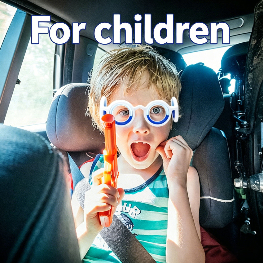 Anti-motion sickness glasses for adults and children, preventing dizziness from seasickness or car sickness. Liquid glasses to prevent vomiting.