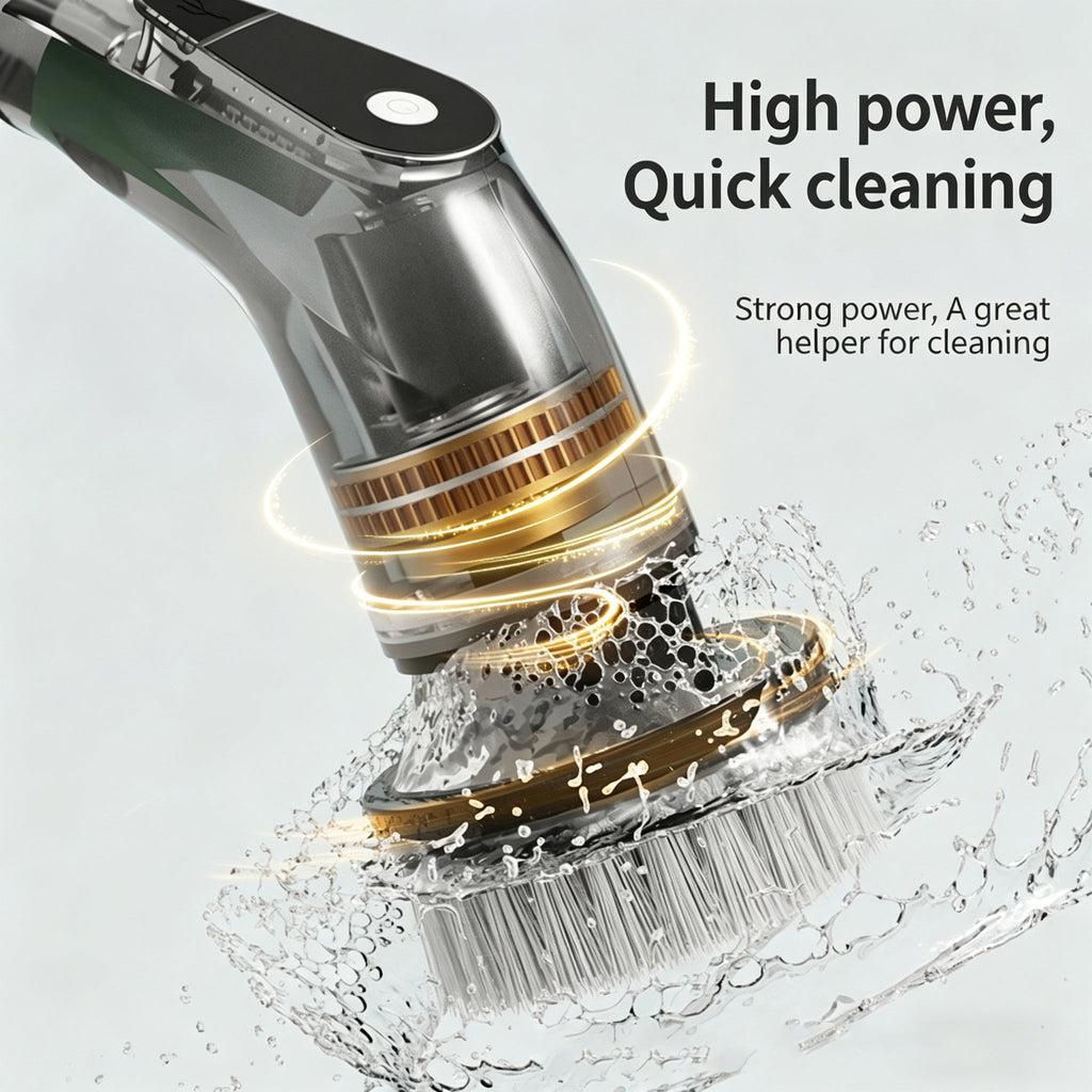 Electric cleaning brush, multi-functional household kitchen and bathroom glass cleaning brush, long and short, handheld powerful cleaning tool