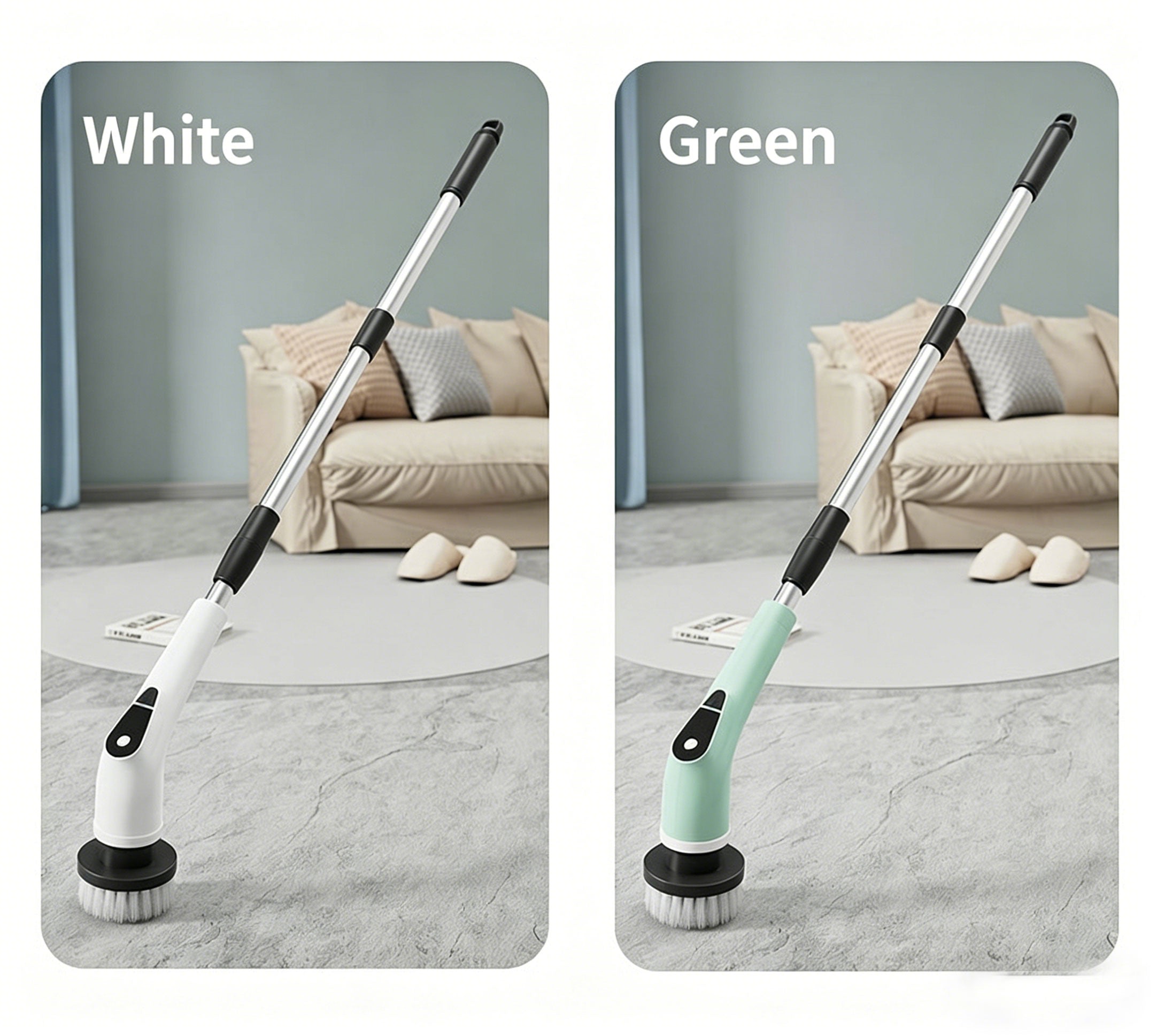 Electric cleaning brush, multi-functional household kitchen and bathroom glass cleaning brush, long and short, handheld powerful cleaning tool