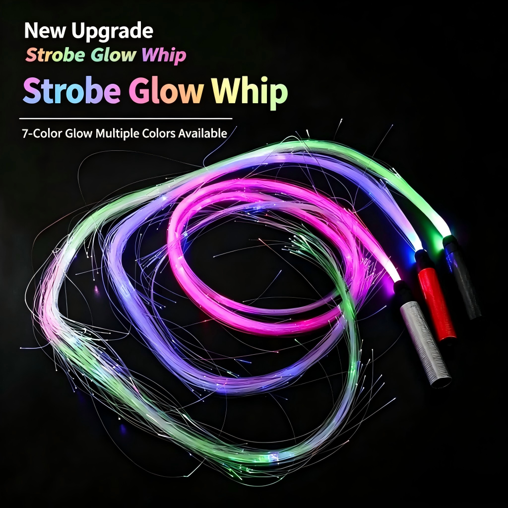 Fiber optic LED luminous whip for bars, nightclubs, interactive dance performances, and flashing lights with colorful fiber optics.