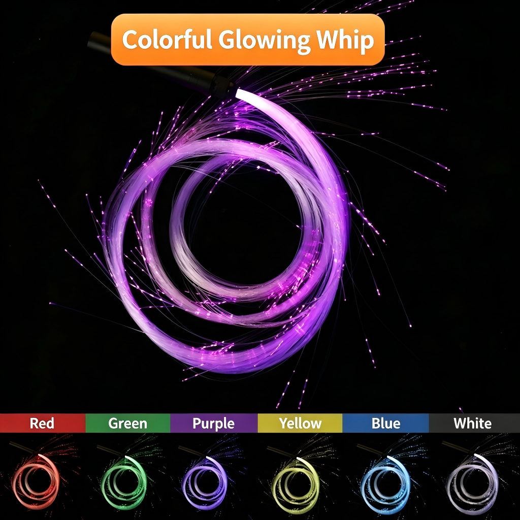 Fiber optic LED luminous whip for bars, nightclubs, interactive dance performances, and flashing lights with colorful fiber optics.