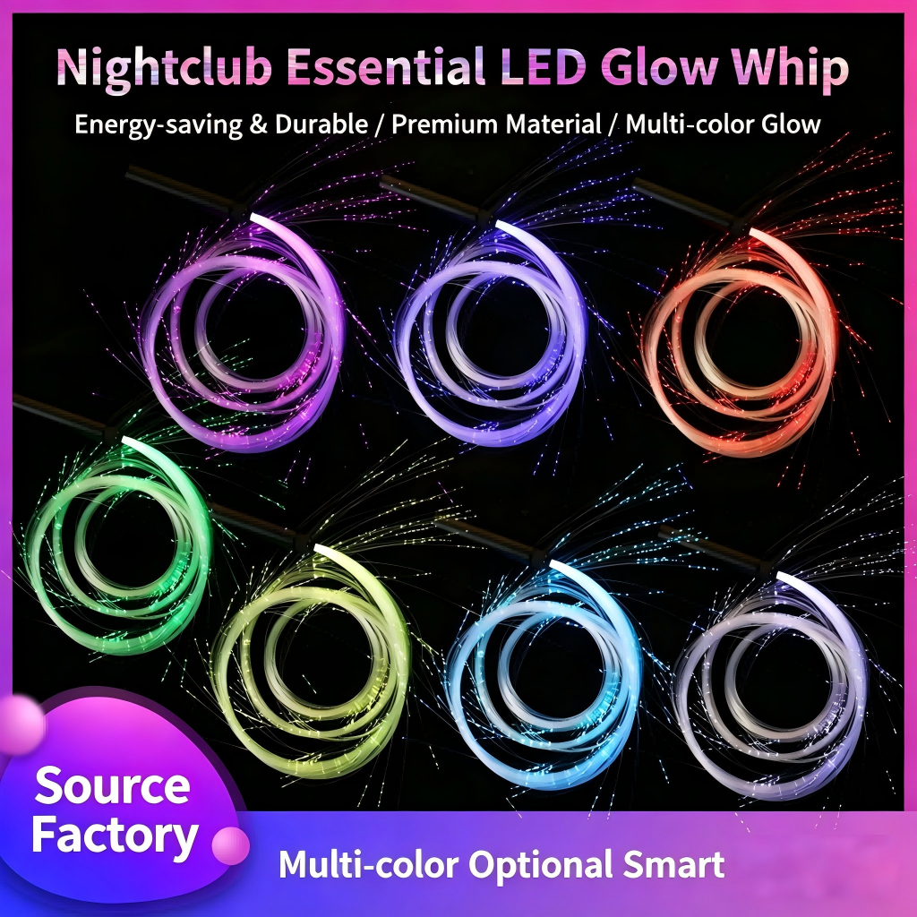 Fiber optic LED luminous whip for bars, nightclubs, interactive dance performances, and flashing lights with colorful fiber optics.