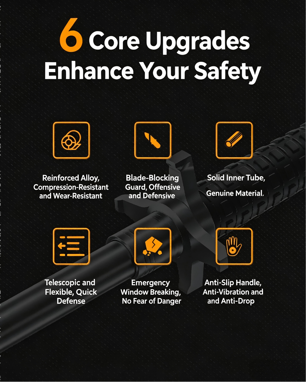 Hummer solid telescopic baton, self-defense weapon, legal car-mounted anti-wolf portable item.