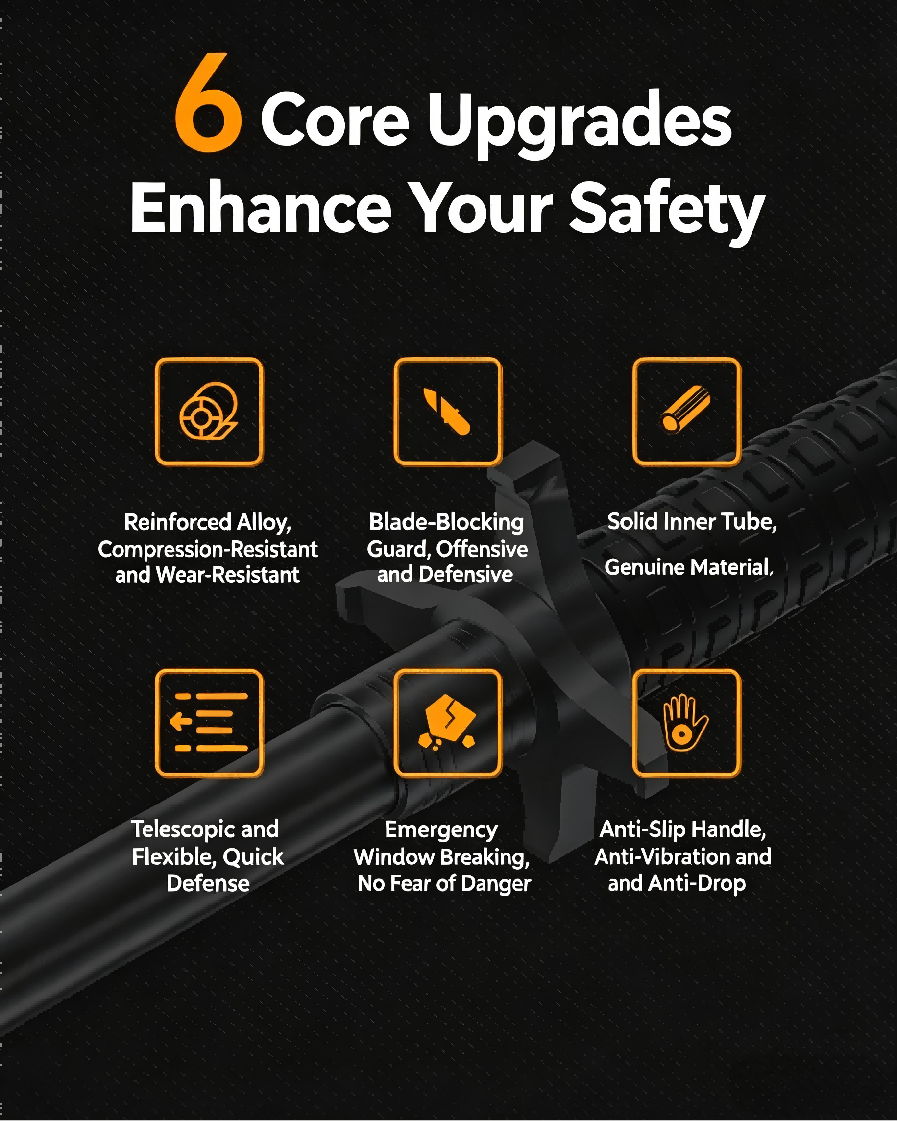 Hummer solid telescopic baton, self-defense weapon, legal car-mounted anti-wolf portable item.