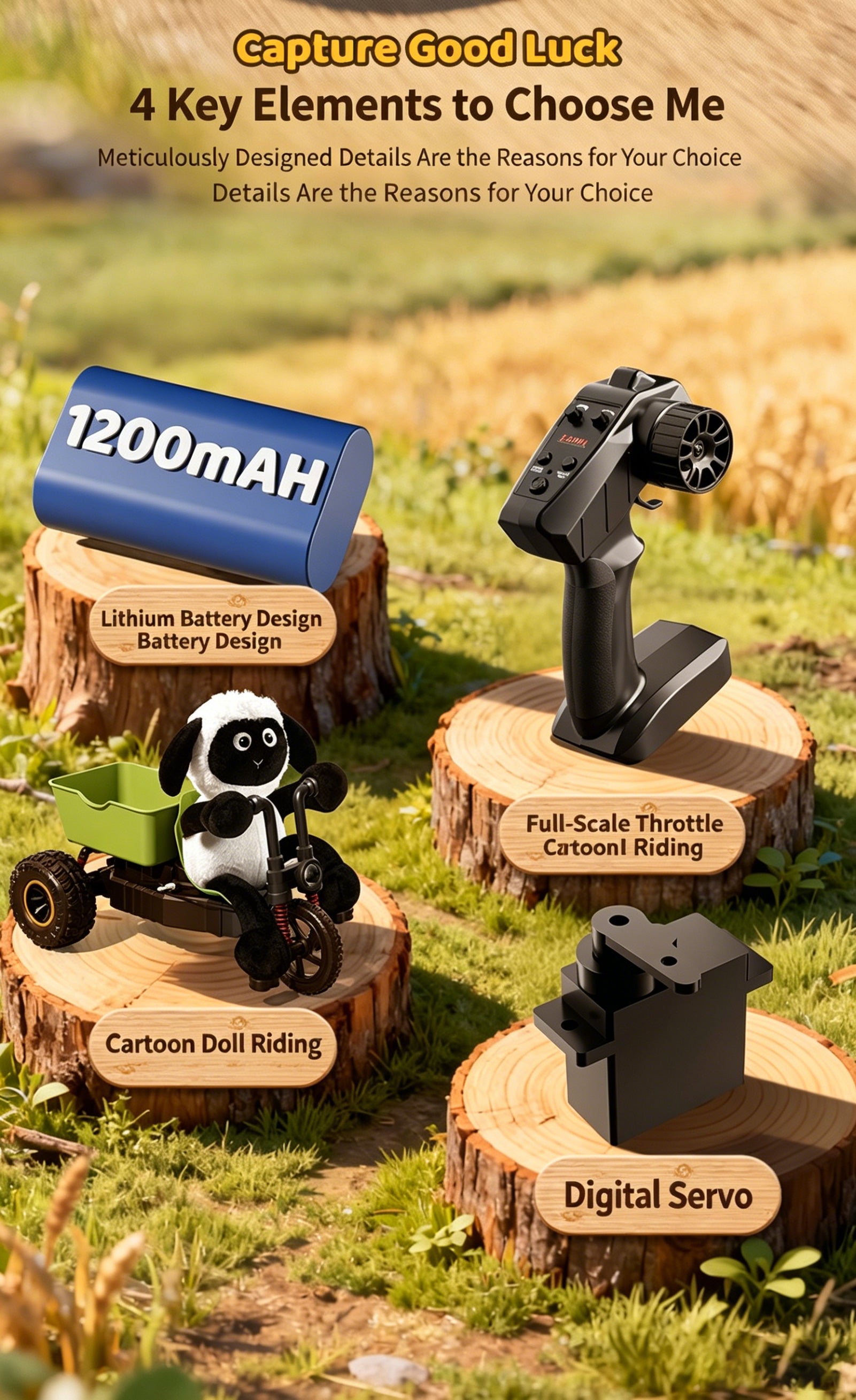 Miniature sheep tricycle pedal remote control car RC professional drifting and climbing off-road vehicle, a gift for boys.