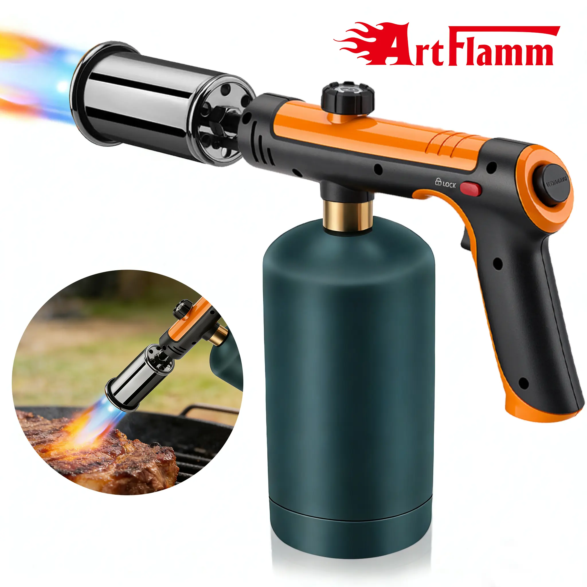 ARTFLAMM Powerful Propane Torch Gun, Multi-use Torch With Adjustable Flame, Blow Torch for Campfire, Fire Pit Starter, Fun Gift (Propane Tank Not Included) fathersdaygift