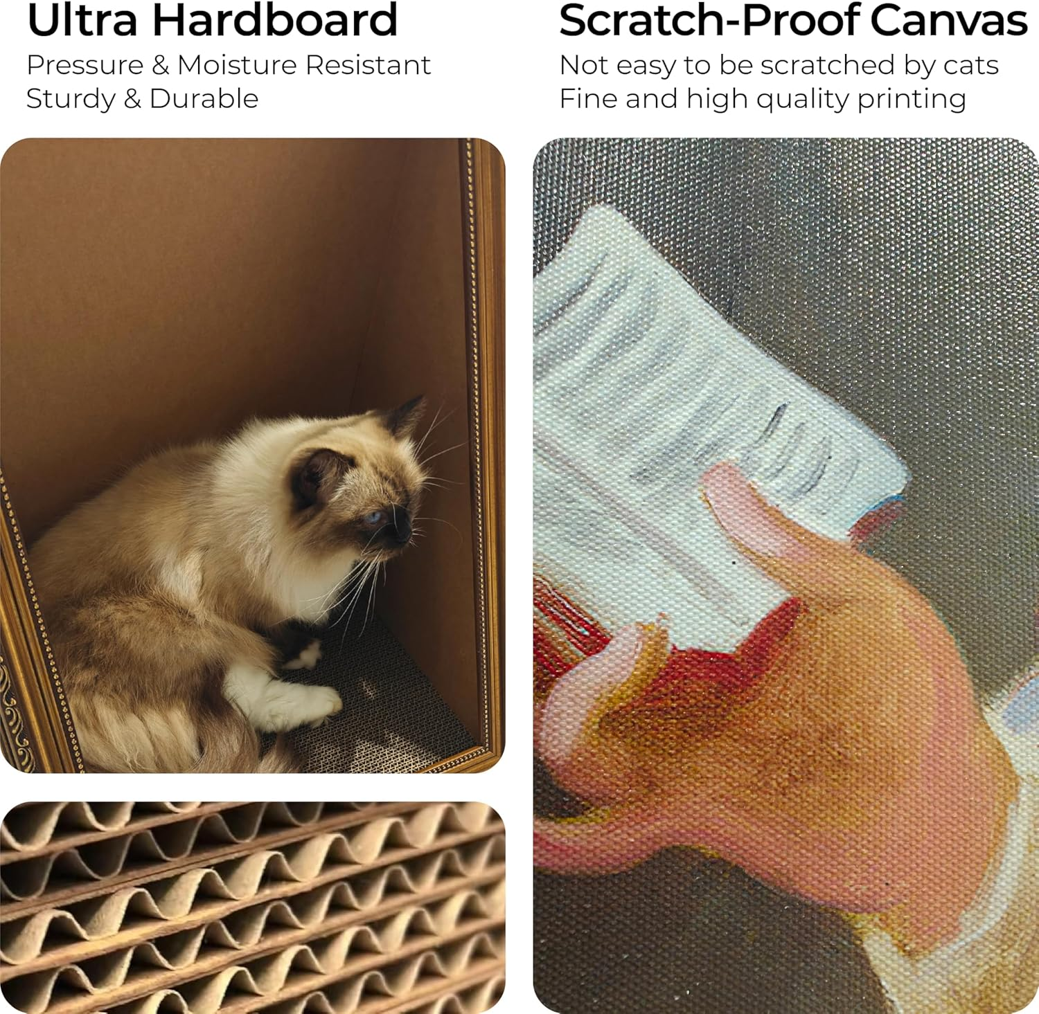 Mona Lisa Cat Scratcher Bed, Cat Living in Famous Painting, Art 4D Oil Painting Frame Nest for Artist Kitten, Easy-to-Assemble Bed Couch Cave Condo Creative Home Decoratioz
