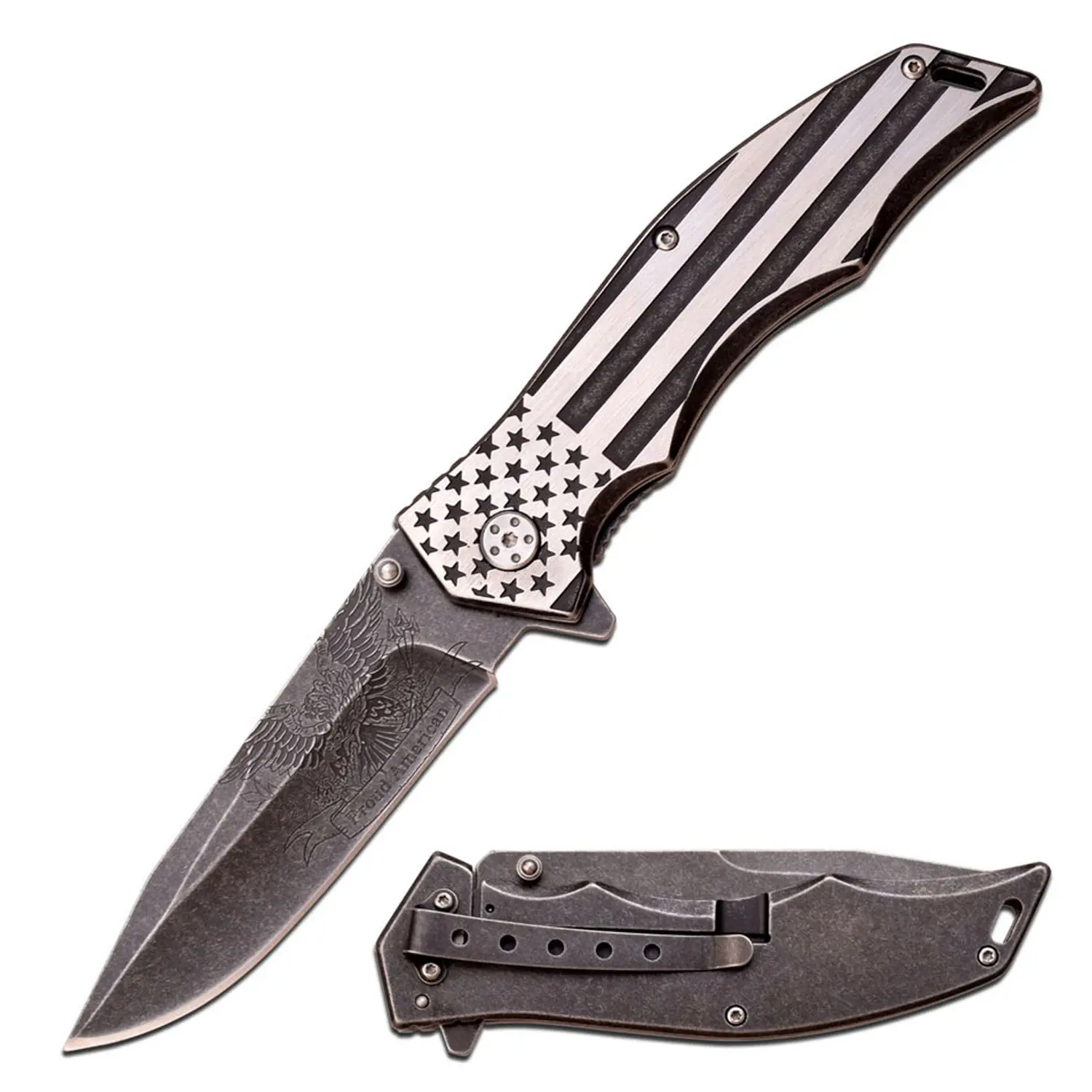 MTech USA Patriotic Folding Pocket Knife MX-A849CL 5" Closed 3.75" 3MM BLADE, USA Flag Knife