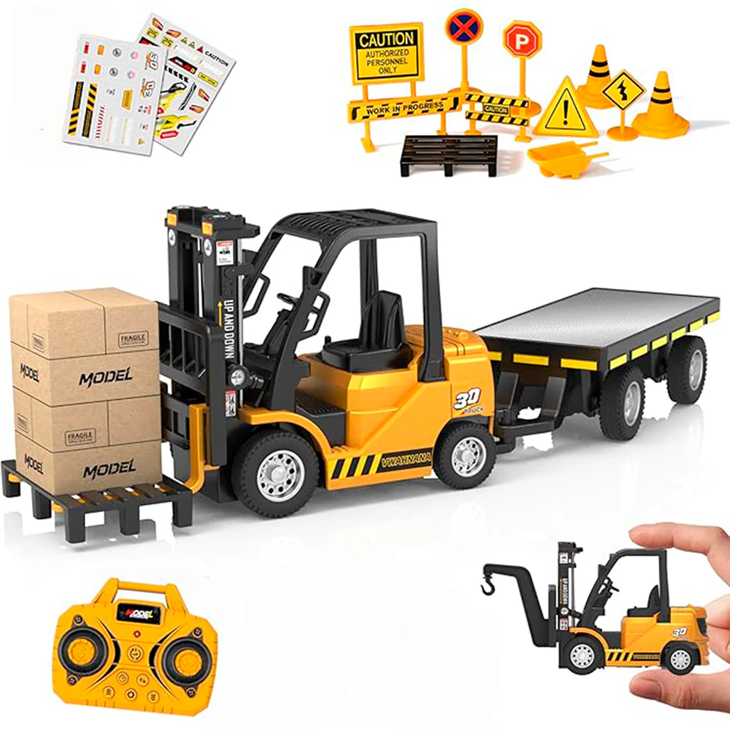 1:64 Bluetooth Desktop Mini Alloy Remote Control Forklift with Pallet - Engineering Model Toy