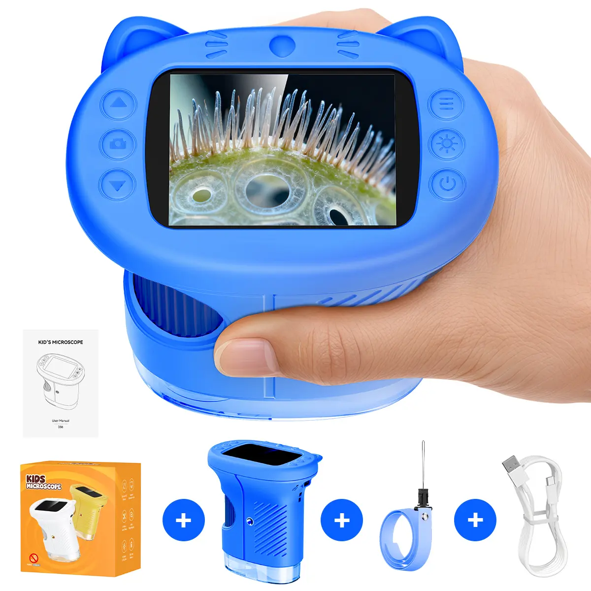 [2026 Upgrade] SEEKID Microscope with Built-in Photo & Video Camera, 2.4" 4K Screen – 1000X Microscope and 100m Telescope, STEM Toy & Educational Gift for Boys & Girls Ages 3–12