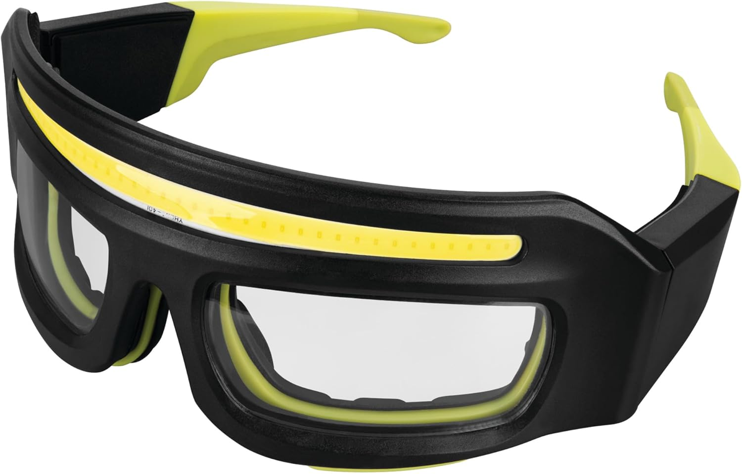 Performance Tool W2699 Firepoint 300LM Li-Ion Lighted Safety Glasses - Cushioned Insert, Water-Resistant, Anti-UV, Anti-Scratch, Impact-Resistant, Black/Green
