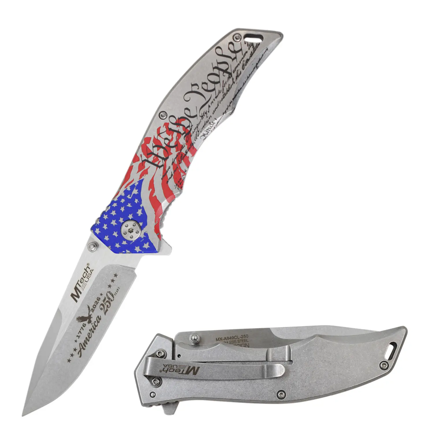 MTech USA Patriotic Folding Pocket Knife MX-A849CL 5" Closed 3.75" 3MM BLADE, USA Flag Knife