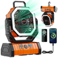 OGERY Rechargeable Camping Fan with LED Light, Portable Multi-functional Fan with 360° Rotating Hook, Oscillating Emergency Camping Fan Cordless Rotatable Battery Powered Lightweight #Summervibes