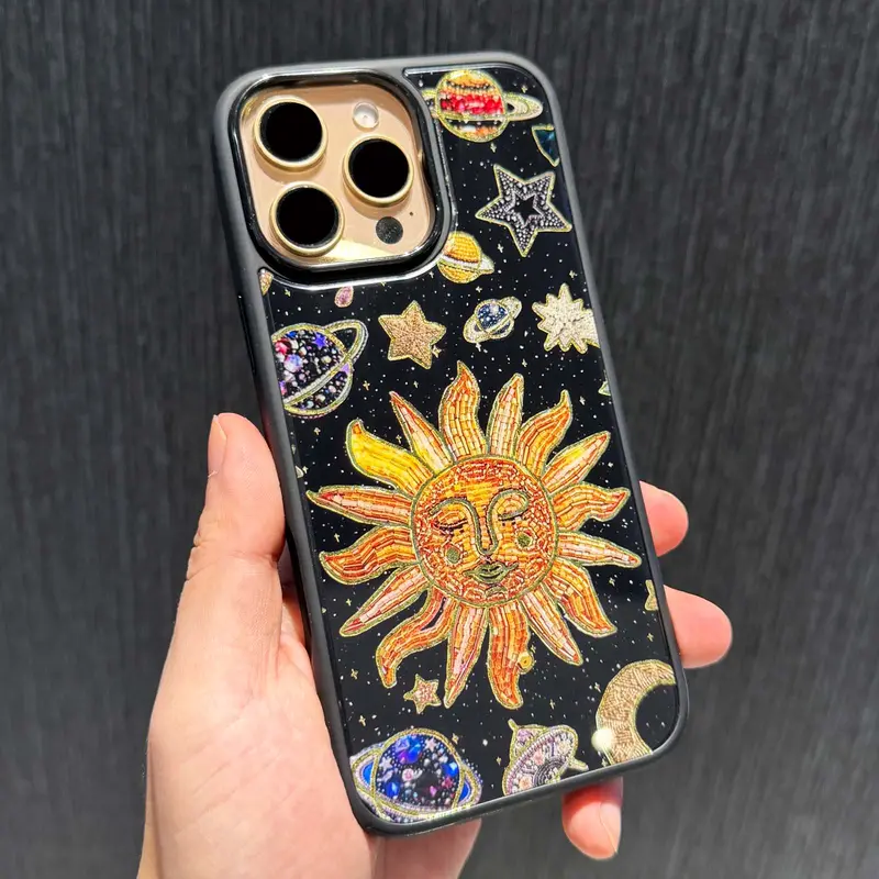Stained Glass Inspired Floral Magnetic iPhone Case,Compatible With iPhone 16/15/14/13/12 Series