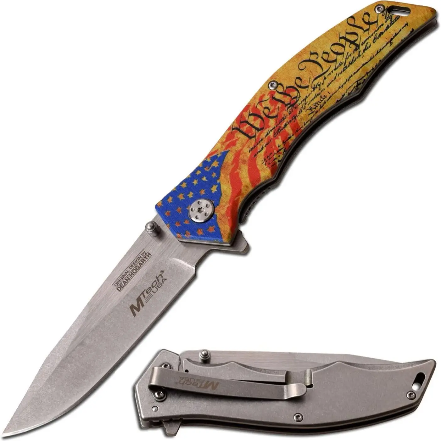 MTech USA Patriotic Folding Pocket Knife MX-A849CL 5" Closed 3.75" 3MM BLADE, USA Flag Knife
