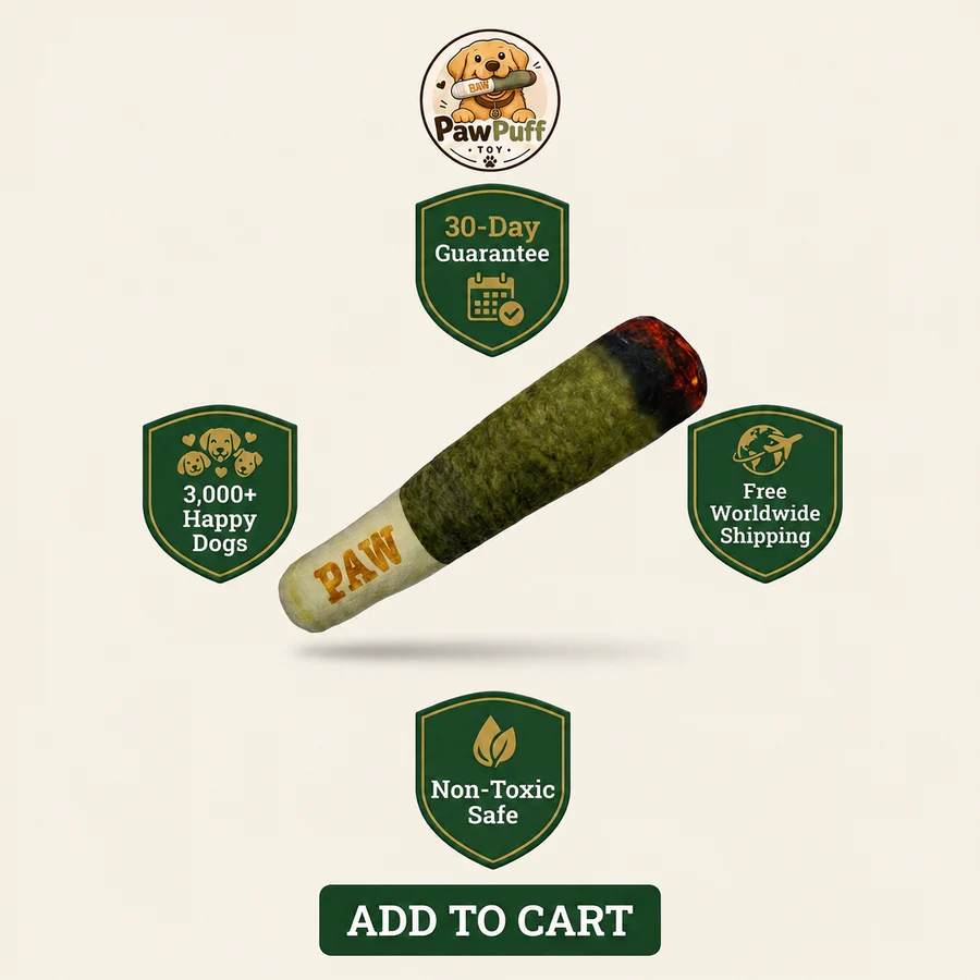 Green simulated cigar dog making sound toy