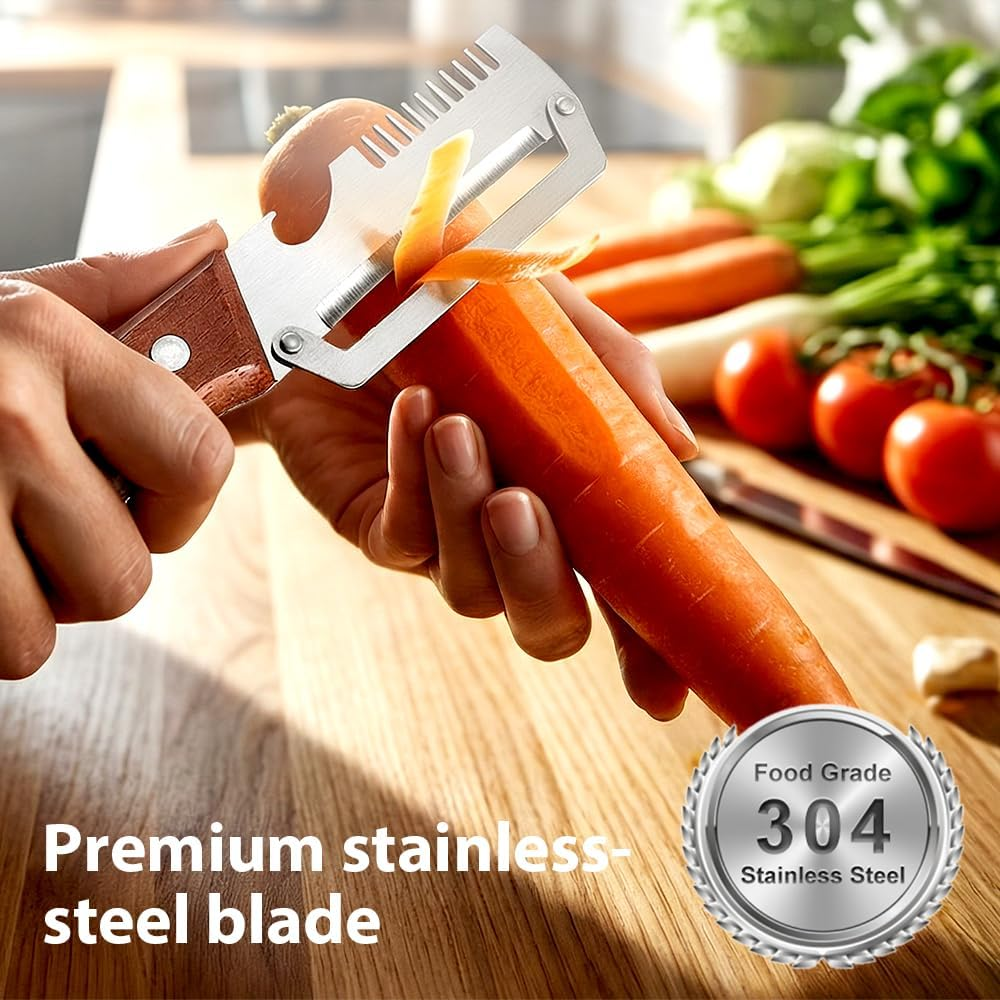 Multifunctional kitchen peeler, bottle opener, fruit and vegetable cutter, 3-in-1 household peeler