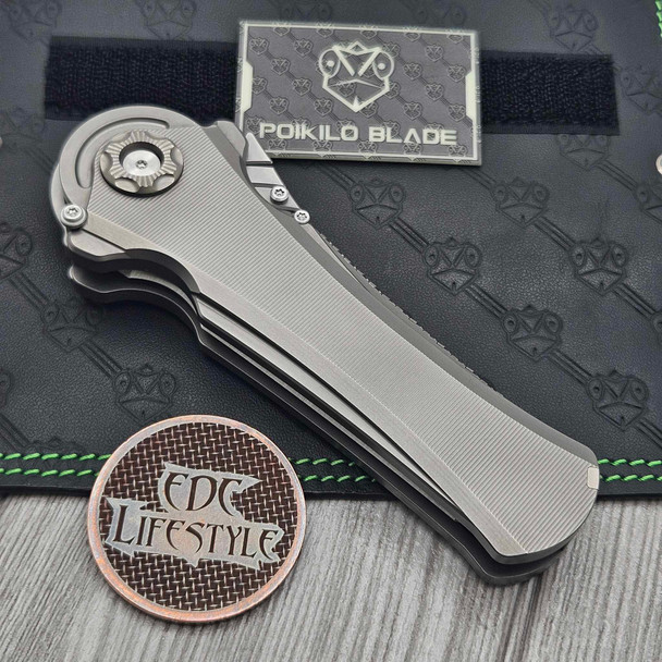 Mundus Al-Khem S1 Titanium Handle 4.56" M390 Pearlescent Stonewash Blade