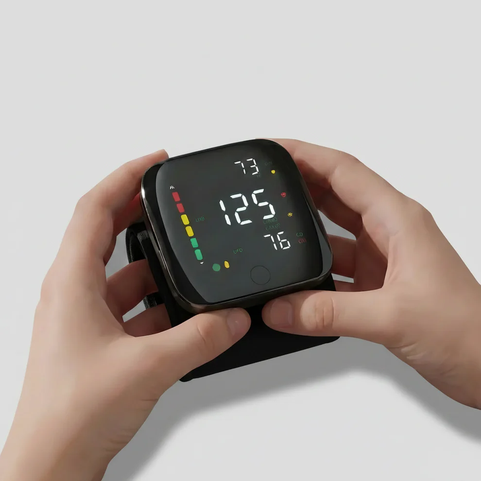 Wrist smart electronic blood pressure monitor, automatic charging, touchscreen blood pressure monitor, home use measurement device
