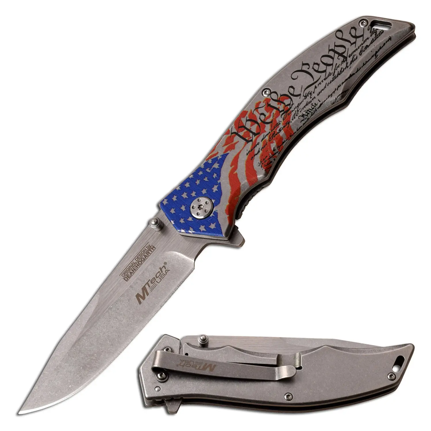 MTech USA Patriotic Folding Pocket Knife MX-A849CL 5" Closed 3.75" 3MM BLADE, USA Flag Knife