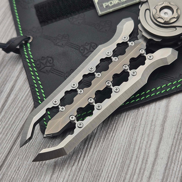 Mundus Al-Khem S1 Titanium Handle 4.56" M390 Pearlescent Stonewash Blade