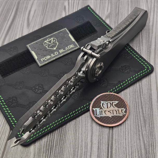 Mundus Al-Khem S1 Titanium Handle 4.56" M390 Pearlescent Stonewash Blade