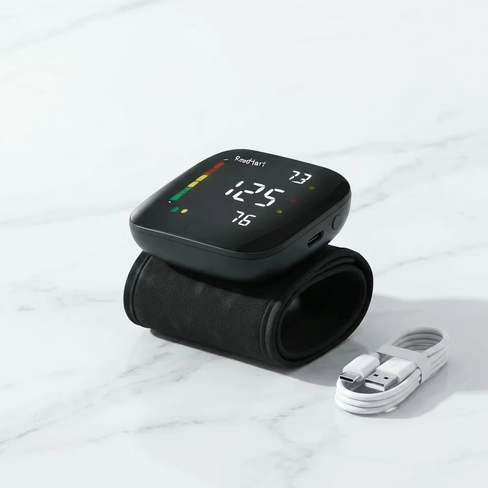 Wrist smart electronic blood pressure monitor, automatic charging, touchscreen blood pressure monitor, home use measurement device